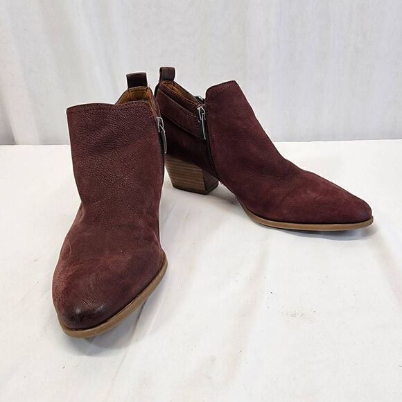 Franco Sarto Boots Garfield Ankle Booties Red Burgundy Block Heels Size 7.5 - Picture 2 of 9
